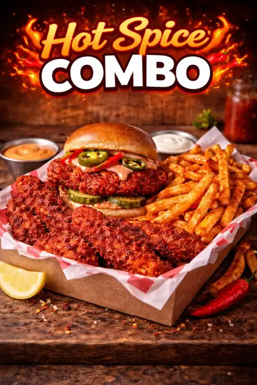 Hot Spice Combo with spicy chicken and fries.